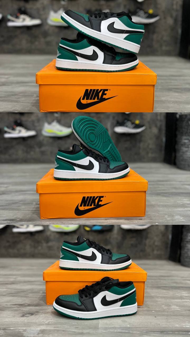 کتونی مردانه نایک مدل ایر جردن 1 رنگ سفید سبز - تصویر 2